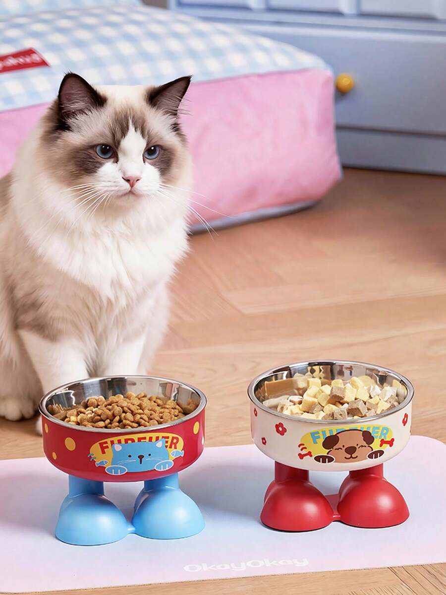 1pc Cute Pattern Pet Feeding Bowl Suitable For Small Dogs And Cats