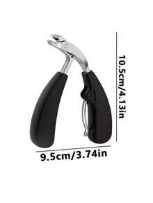 1pc Premium Stainless Steel Nail Clipper, Modern Design With Concave Edge, Wide Opening, Splash-Proof, Long Handle. Curved Callus Remover Suitable For Thick Nails. Fragrance-Free. Suitable For Men And Elderly. - Black - View 12