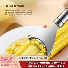 1pc Stainless Steel Corn Peeler With Serrated Blade, Vegetable Fruit Grater Shredder Cutter For Kitchen - Silver - View 5