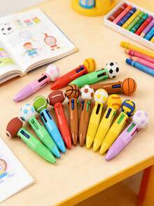 8-Pack Multi-Color Sports Ballpoint Pen Set Cute Cartoon Sports Pens Adorable 4-In-1 Design Various Ball Sports Pens Stylish Athletic Pen Set! Perfect For Sports Fans! Teachers Can Use This 4-Color Sports Pen Set As Recess Rewards! Ball Game Party Favors And Gift Fillers - Multicolor - View 8