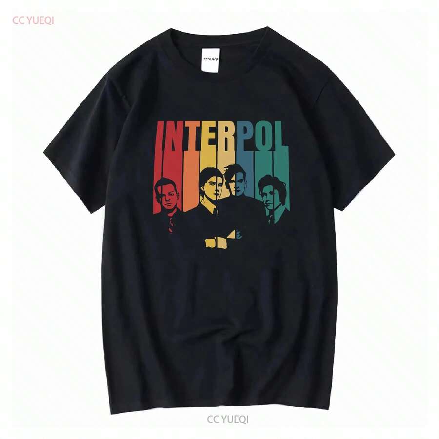 Camiseta Interpol Idea de Regalo gráfico clásico banda de rock vintage Lavada Ligeramente Elegante Cómoda Transpirable moda Versátil - Negro - Ver 1