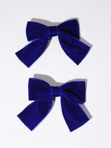 2个装女士丝绒蝴蝶结发夹，优雅可爱，日常佩戴、派对装扮、婚礼派对配饰，情人节礼物，蝴蝶结发夹，发卡，冬季女士配饰 - 黑色 - 查看 10