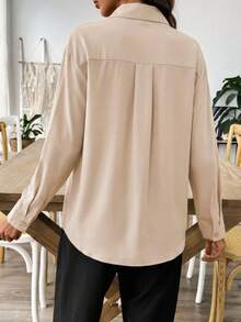 A&DD MODA, REF: AS1933 - Women's Long-Sleeved Shirt-Style Jacket, Solid Color, Casual Mid-Length, Suitable For Everyday Wear And Work. - Màu be - Xem 2