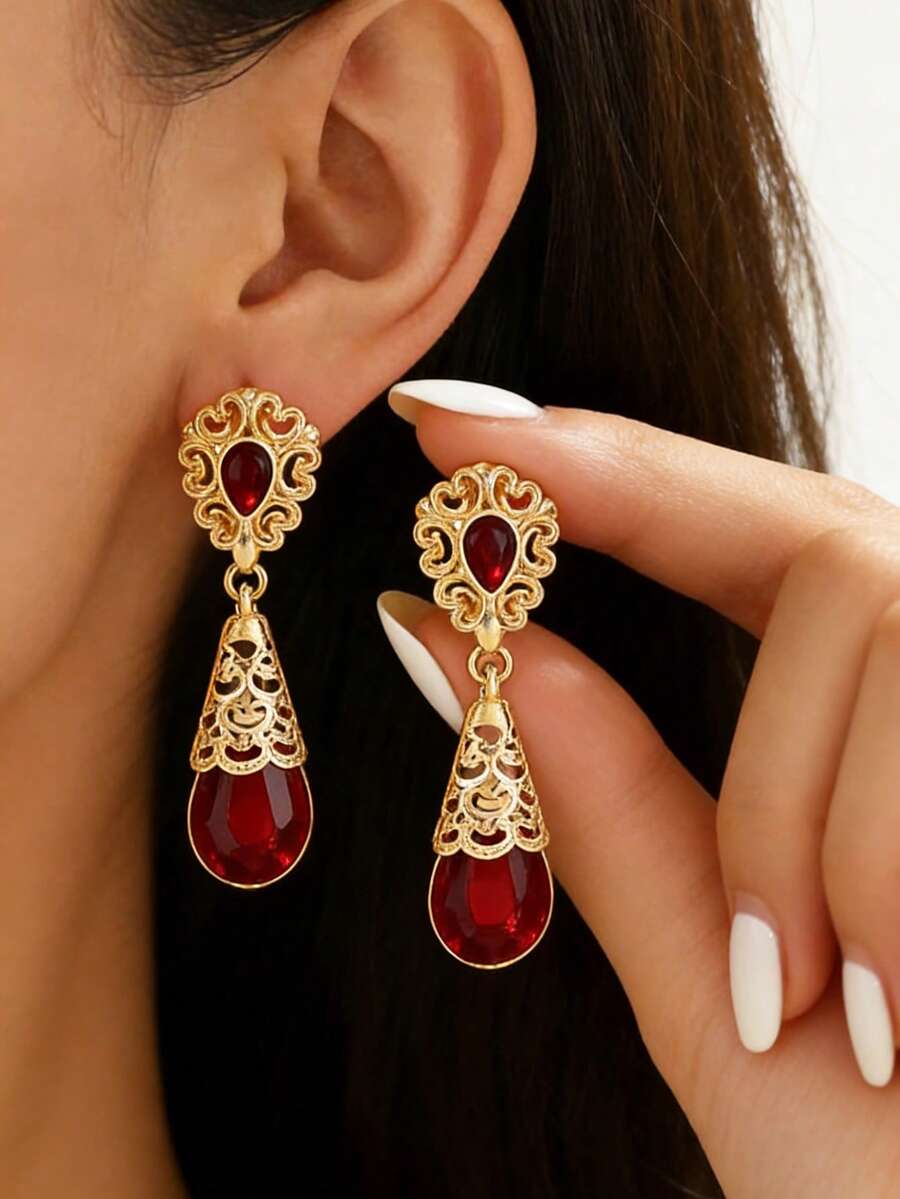 قرط نقطة دمعة على الطراز المغربي للنساء، رقيق وعتيق، مناسب للعروس والزفاف والحفلات والمناسبات، اكسسوارات هدية عيد الحب