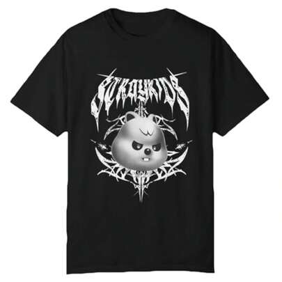 Men's Casual T-Shirt, 100% Cotton Tshirt, Men'S KPOP SKZ KARMA Oversized T-Shirt - Black Graphic Tee With SKZ KARMA Text & Portrait - Korean Hip Hop Streetwear - All-Season Casual Shirt - K-Pop Idol Outfit Essential - Round Neck Harajuku Top For Concerts & Casual Attire - Unisex Fit With Bold Blue KARMA Print - Relaxed Fit Men'S Fashion -  K-Pop Inspired Design - Comfortable Casual Attire - Versatile For Layering - Korean Fashion Statement, Graphic Tee Men, Men Shirt Perfect Christmas & Holiday Gift For Men, Halloween Shirts For Men