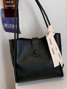 Damska torba z PU o dużej pojemności, torba na ramię w stylu vintage, torba na co dzień do pracy, wiosenna - Czarne - Zobacz 5