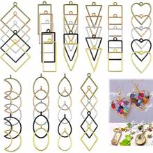 10 khuôn đúc mặt dây chuyền hình học rỗng bằng hợp kim vàng/bạc/xanh cổ/vàng KC/đen, nhựa epoxy, vật liệu làm mặt dây chuyền trang sức hình học DIY. - A4850-10 - Xem 1