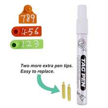 Bolígrafo para marcar etiquetas de oreja MarFKing, tinta blanca, con tinta especial que penetra en las etiquetas de oreja del ganado, de larga duración y no se desvanece - Tinta blanca 1 pieza - Ver 6