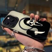Funda para teléfono con diseño de máscara de Scream, compatible con teléfonos ,  17,  16 Pro Max,  15 Pro Max,  13 y  12. Fabricada en TPU para una protección eficaz contra golpes y caídas. Ideal para regalar a familiares y amigos en Halloween y para los amantes de la adrenalina. - Negro - Ver 5