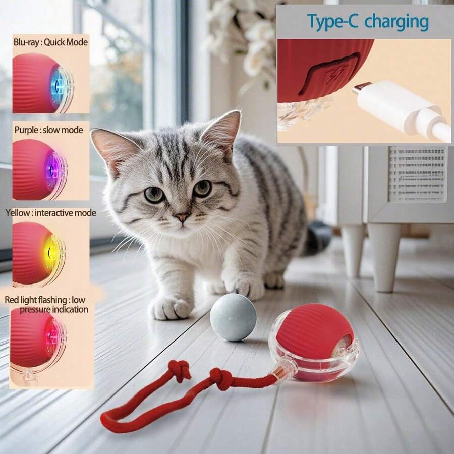 Father's Day Gift  Interactive Dog Toys Dog Balls Activated Automatic Rolling Ball For Puppy Small Medium Dogs Smart Jumping Automatic Moving Bouncing And Rotating Ball Vibrating Keep Them Busy [2025 Newly Upgraded] Indestructible Summer Gift Motion Activated Ball - Red - View 1