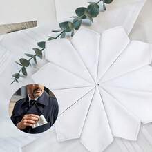 16英寸 x 16英寸 男士100%纯棉手帕，经典白色，透气可重复使用，绅士手帕 - 白色 - 查看 9