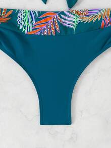 RWX VEST Plus Size Bikini Set With Floral Print, Tie-Up Top And Front Detail - XX561 - Màu xanh ngọc - Xem 3