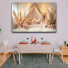 1 Peça de Pano de Bottom para Jardim, Decoração Elegante para Casamento, Festa de Aniversário e Cabine Fotográfica, Sem Fonte de Alimentação, Pôster Plano Portátil e Leve, para Atividades Internas e Externas, Tema Fantasia, Textura Suave 2D. - Multicolor-5 - Visão 5