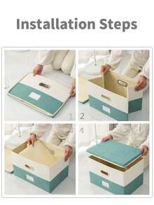 1 Pieces Foldable Closet Storage Box Organizer With Carrying Handles, Toy Organizer Box Cube Storage Bin For Clothes Wardrobe Home Bedroom Office, Space-Saving, Lightweight, Portable, Stackable, Easy-Access Design, Breathable Fabric Panels, Reinforced Edges, Removable Lid, Multi-Function Household Organizer For Accessories, Shoes, Linen, And Seasonal Gear, Seamless Fit For Small Spaces, Practical Storage Solution For Modern Wardrobes And Desks