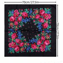 1pc Women's Printed Headscarf - Fashion Warm Scarf Shawl - Traditional Colorful Peony Floral Fashion Scarf Shawl - Comfortable Fabric Muslim Hijab. - Multicolor - View 8