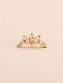 1pc Curved Zirconia Cartilage Earring, Suitable For Daily Wear - Yellow Gold - View 4