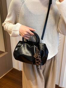 Nueva bolsa de mano elegante con decoración de pliegues en forma de nube, bolso de hombro versátil de unicolor minimalista y vintage al estilo coreano/europeo, adecuado para uso diario, ir al trabajo, compras, vacaciones, regalo para la novia - Multicolor - Ver 5