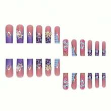 Exquisite Fashion  New Products, Sparkling Flowers, Broken Diamonds, Blue Butterflies, High-End Long European Square Nail Art Products - D-32 - 查看 2