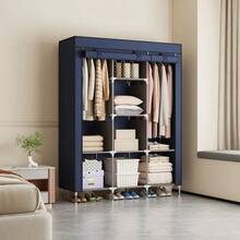 1pc Multi-Layer Portable Wardrobe, Easy To Assemble, Large Capacity Bedroom Dust-Proof Storage Cabinet, Space-Saving, Simple Clothes & Bedding Storage, Dust Cover For Tidy Bedroom, Suitable For Rental & Home - Multicolor - View 4