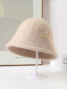1 pièce Chapeau seau en laine feutrée de couleur unie pour femmes, casquette de pêcheur tricotée polyvalente convenant pour le quotidien, les déplacements, l'extérieur, la maison, les voyages, les cadeaux, assortie à la tenue