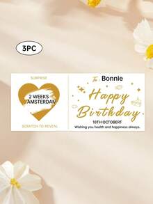 1/3pcs Personalized Birthday Scratch Cards, Special Birthday Surprise Scratch Cards, Customizable Text, Suitable For Holiday Party Decoration, Home Decor, Daily Use, Can Be Given As A Customized Birthday Gift To Family And Friends, Customized Decorations - Multicolor - View 9