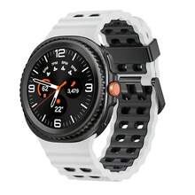 Marine Silicone Sport Band Compatible With Samsung Galaxy Watch 8 Classic 46mm Men Women, Soft Silicone Sport Breathable Band For Galaxy Watch 8 Strap 44mm 40mm,1*White/Black - 1*白色/黑色 - 查看 2