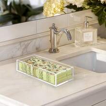 Estante acrílico para toallas de invitados, soporte transparente para papel higiénico de baño, estante para papel desechable, adecuado para baño, cocina, fiestas, bodas y diversas ocasiones - transparente - Ver 2