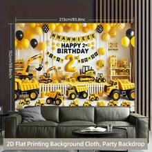 1 Happy Birthday Traffic Adventure Party Banner With Polyester Cloth Background, With Bright Balloon Fire Engines And Airplanes, Suitable For Classroom Office Photo Booth Props Home Decoration, A Variety Of Scenes To Choose From. - Multicolor - View 6