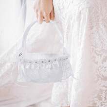 Lace Flower Girl Basket, Rustic Wedding Flower Girl Basket, Suitable For Wedding Party Decoration