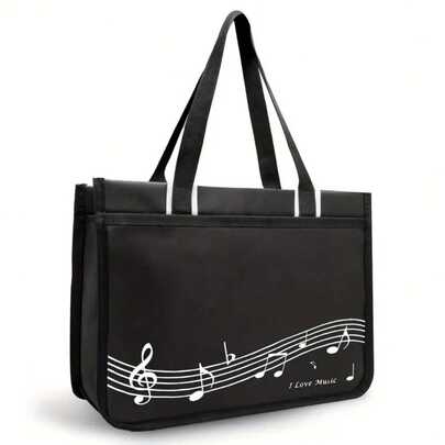1 pieza Bolsa para partituras con diseño de nota musical, gran capacidad, impermeable, bolso de hombro para estudiantes de música, bolsa para clases de música, bolsa de viaje para aprendizaje musical, organizador de accesorios musicales, espacioso, adecuado para aula de música, actuaciones, actividades al aire libre, enseñanza, equipo de banda, regalos musicales, regreso a la escuela, regalos de cumpleaños, regalos festivos, regalos para hombres y mujeres