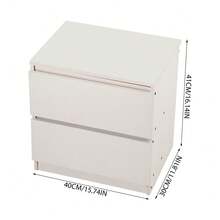 Living And Home 2-Drawer Wooden Nightstand Bedside Table In Grey/Warm White/Walnut - Warm White 40 cm (W) X 30 cm (D) X 41 cm (H) - View 8