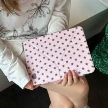 韩式极简粉棕色星形扁平保护套，带扣，亚克力材质，3+Y折叠设计，适用于iPad 11代、iPad Pro 2025新款、iPad Air 7/6 10代11英寸平板电脑，带笔槽，防弯折，可爱少女款 - 彩色 - 查看 5