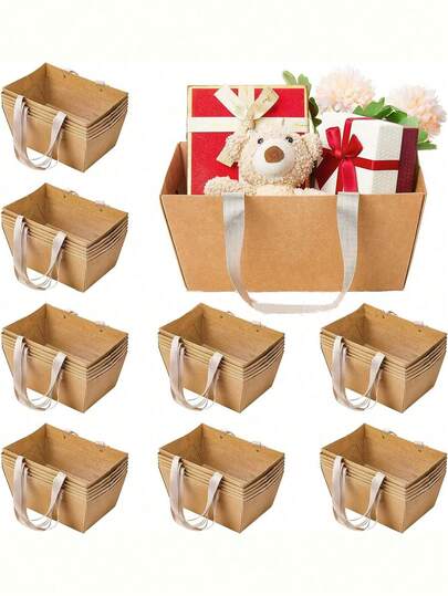 2pcs/Set Holiday Gift Basket (With Handle) - Holiday Gift Box, Party Surprise Gift Bag (With Handle), Multipurpose Gift Bag, Suitable For Weddings, Parties, Christmas, Valentine's Day, Great For Gifting To Friends, Also Suitable For Back To School Season.