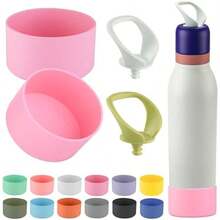 2 botas de silicona para botella de agua   Twist de 24 onzas, funda protectora antideslizante aplicable para   Twist - 2+2 rosa rojo - Ver 1