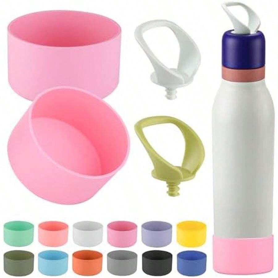 2 botas de silicona para botella de agua Twist de 24 onzas, funda protectora antideslizante aplicable para Twist - 2+2 rosa rojo - Ver 1
