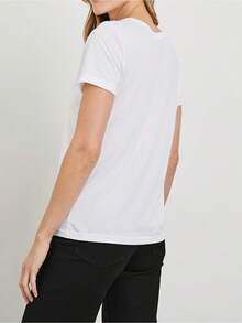 Women's V-Neck T-Shirt With American Flag Print Home Of The Free Because Of The Brave Patriotic Graphic Tee Fclothes Independence Day - 白色 - 查看 3