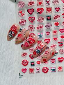 A Valentine's Day Retro Sticker With Embossed Texture, Featuring Romantic Text Elements Such As Stamps, Postmarks, Hearts, Lip Prints, Etc., Suitable For Personal DIY And Creating Sweet And Cool, Retro Romantic Style Nail Art Nails Nail Supplies - Multicolor - View 8
