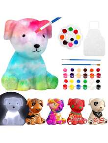 Pinta Tu Propia Lámpara, Kit de Pintura con Luz Nocturna para Perros, Manualidades para Niñas, con 12 Pinturas, para Fiestas de Cumpleaños, Regalos Festivos,37499013 - Rosa vieja - Ver 1