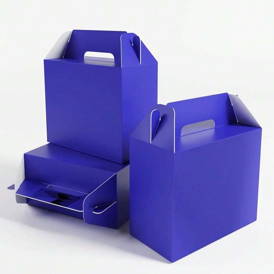 24Pack Dark Blue Gable Boxes For Party Favors, 7 * 3.5 * 6.6 Inch Goodie Box With Handles, Gable Gift Boxes For Party, Ba By Shower, Anniversary, Birthday,1Count(Packof24),DarkBlue - 深藍色 - 查看 1