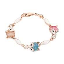 Pulsera de Piedra Ojo de Gato Colorida para Mujeres, Joyería de Animal Pequeño Zorro, Accesorios Simples de Oro Rosa Aura, Regalo del Día de la Madre - Piedra de ojo de gato blanca - Ver 5