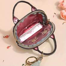 Women's Mini Handbag Keychain Coin Purse, Zipper Closure - Compact PU/PU Leather Makeup Bag And Key Pouch With Key Ring. Can Hold Cash, Business Cards, And Other Cards. Unisex. Easy To Carry. Solid Color. Suitable For Home And Outings. Large Capacity Clutch Coin Purse (Portable Daily Essentials Organizer). - màu đen - Xem 2