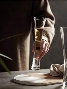 Creative Slim Waist Clear Glass Cup - Tall Transparent Juice/Beverage/Craft Beer/Milkshake/Sweet Wine/Champagne Glass, Ideal For Home Parties, Cafe Drinks, Daily Beverage & Bar Use - 60ML Smoky Gray - View 4