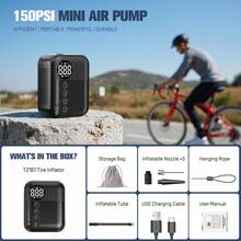 Carsun升级版便携式无线自行车气筒，重量150克，16毫米气瓶，150PSI，快速轮胎充气，数字压力表显示，USB充电接口，自行车维修工具，适用于自行车和球类 - 無線升級款 - 查看 11