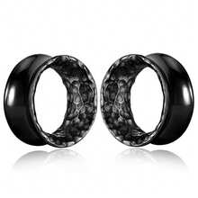 2件装男女通用复古316L不锈钢锤形耳扩耳钉嘻哈朋克风穿刺饰品