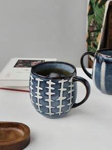 1个400毫升星空图案陶瓷手柄咖啡杯 - 优质陶瓷杯，创意纹理陶瓷茶杯，手工陶瓷茶杯，适用于家庭、办公室、下午茶、聚会和咖啡馆，可微波炉加热，可重复使用 - 彩色 - 查看 10