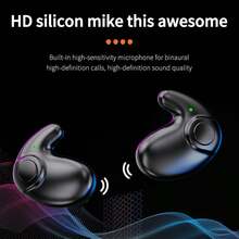 超迷你无线睡眠耳机 - 时尚黑色防眩光设计，触控操作，双电容式麦克风，LED 显示屏，配备 USB-C 充电盒，大容量电池，超长续航，亲肤材质，有效降噪，周年纪念日/生日送给女友/妻子的完美礼物，情侣睡眠必备 - 彩色 - 查看 10