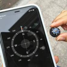 1pc Spherical Compass With Thermometer, Made Of High Refractive Index Plastic, Navigation Tool Without Flint/Magnesium Rod Or Battery Required - Black - View 1