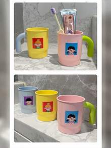 Family Rinse Cup Set, Shatterproof Plastic Cups, Cute Children's Cups, Toothbrush Cups, Dopamine Cups - Multicolor - View 5
