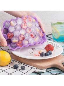 Ice Mold,Ice Cube Mold,Silicone Honeycomb Ice Tray With Cover Creative Stackable 37-Cell Ice Box Easy To Demould Ice Tray - Multicolor - View 7