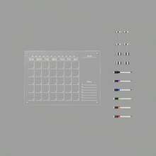 1 Month Planner Magnetic Board (Black/White), Includes 6 Magnetic Dry Erase Markers, Transparent Double-Layer Fridge Board, Display & Writing Board, Magnetic Refrigerator Memo Pad